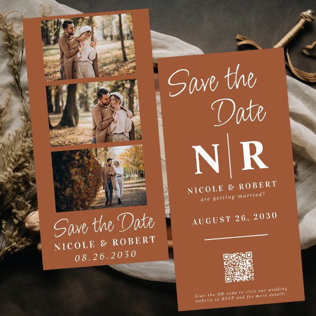 QR-kod för fotostrippa i elegant bröllop Spara Datumet (Skapare uppladdad)