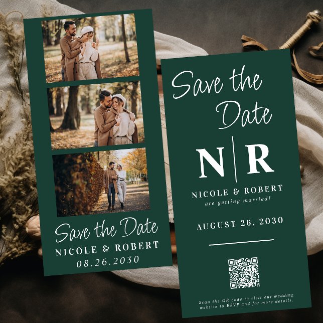 QR-kod för fotostrippa i elegant bröllop Spara Datumet (Skapare uppladdad)