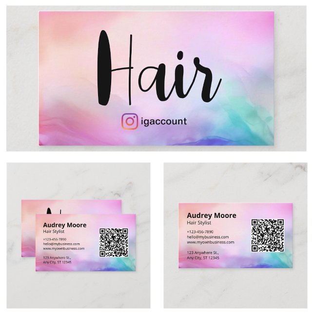 QR-kod för frisör Frisersalong Visitkort (Hair Stylist QR Code Hair Salon Business Card
)