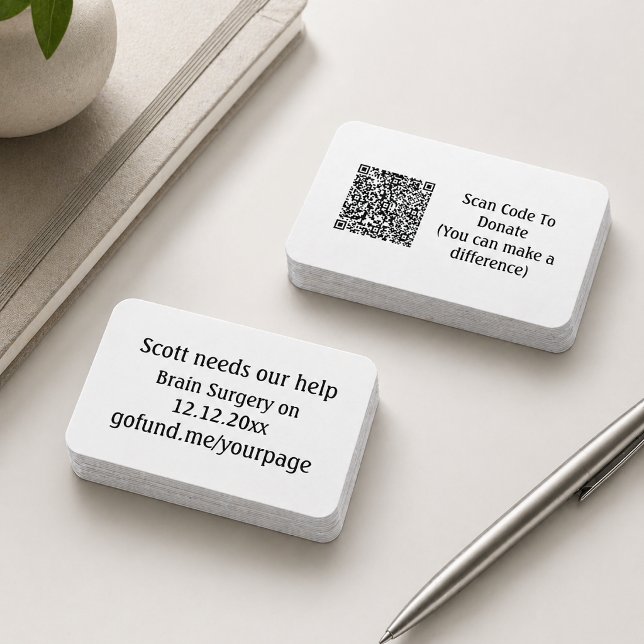 QR-kod för fundraiser för vän go fund me  Visitkort (Skapare uppladdad)