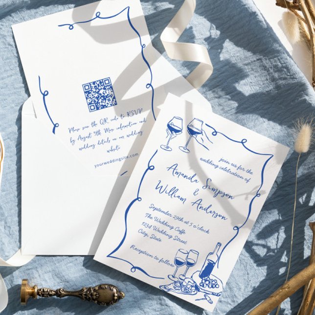 QR-kod för Funky Hand plockade Skribble Retro Bröl Inbjudningar (Skapare uppladdad)