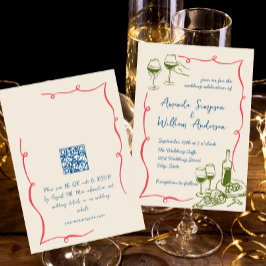 QR-kod för Funky Hand plockade Skribble Retro Bröl Inbjudningar