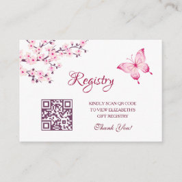 QR-kod för gift-register | Butterfly Baby Shower Tilläggskort