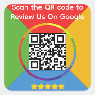 QR-kod för Google Review Fyrkantigt Klistermärke