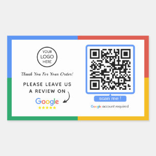 QR-kod för Google Review Granskningsverktyg för Rektangulärt Klistermärke