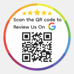 QR-kod för Google Review Runt Klistermärke