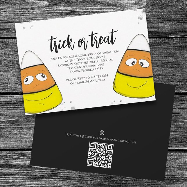 QR-kod för Halloween Bus eller godis Karta Candy c Inbjudningar (Skapare uppladdad)