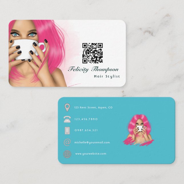 QR-kod för hårstylist Visitkort (Fram/baksida)