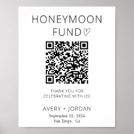 QR-kod för Honeymånfonden,Bröllop-fondssignatur Poster