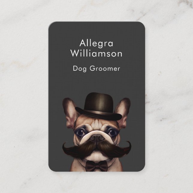 QR-kod för hund Groomer Fransk Bulldog Visitkort (Framsida)