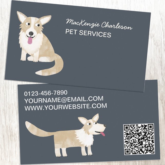 QR-kod för hund Pet Services Visitkort (Skapare uppladdad)