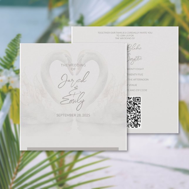 QR-kod för inbjudan till Svan-bröllop (Swan Wedding Invitation QR Code)