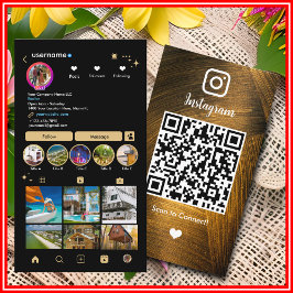 QR-kod för Instagram LUXURY Guld & Black Metall Visitkort