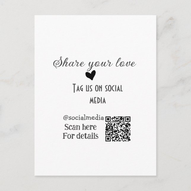  QR-kod för kärlek-sökning lägger till social-info Vykort (Framsida)