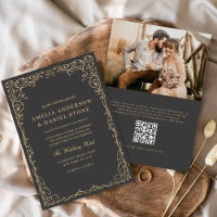 QR-kod för kol-Grått-fotominimalistisk Bröllop