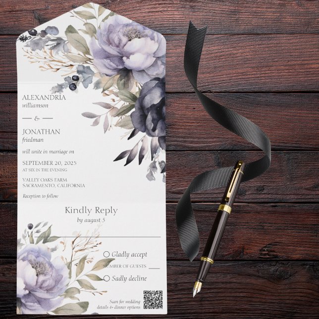 QR-kod för lavender och Black Peonies (Skapare uppladdad)