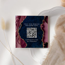 QR-kod för marin, burgundy och Guld Agate-webbplat Anteckningskort