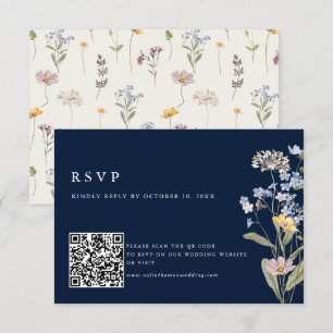 QR-kod för marinen Vår Wildblomme Meadow Bröllop OSA Kort