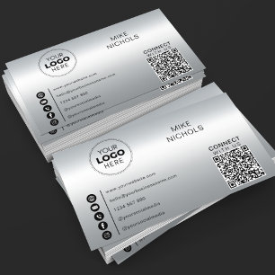 QR-kod för metalleffekt i Silver ansluts med USA Visitkort