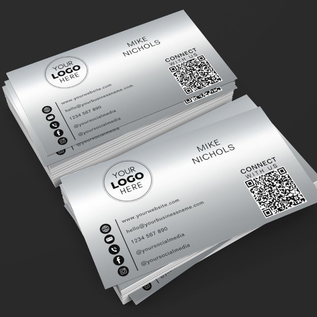 QR-kod för metalleffekt i Silver ansluts med USA Visitkort (Skapare uppladdad)