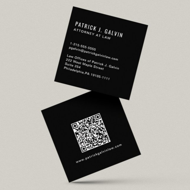 QR-kod för minimal Professionell, svart Fyrkantigt Visitkort (Capture attention, make connections, and leave a lasting impression with our modern QR business card)