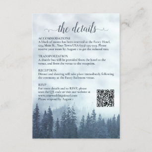 QR-kod för Misty Blue Gräs Träd Bröllop QR Tilläggskort