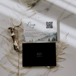 QR-kod för Misty Mountain Forest Bröllop OSA Kort