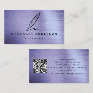 QR-kod för Mobile Notary Lila Foil Quill QR Visitkort