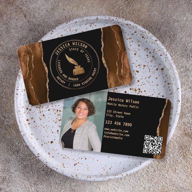 QR-kod för Mobile Notary Public Loan Sigation Phot Visitkort (notary stamp)