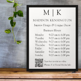 QR-kod för Monogram eller Lägg till Logotyp-kontor Poster
