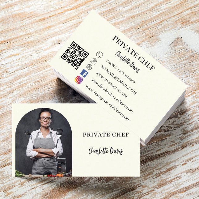 QR-kod för privat kock-elfte fotoarch Visitkort (Skapare uppladdad)