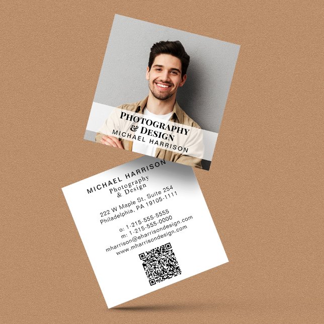 QR-kod för professionell Photo Fyrkantigt Visitkort (Input your website address to create a scannable QR code)