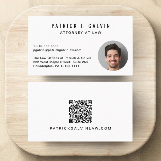 QR-kod för professionell Photo Visitkort (Make a lasting impression with this modern business card featuring your photo and scannable QR code)