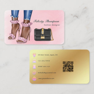 QR-kod för rosa och Guld Mode Designer Visitkort
