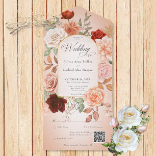 QR-kod för Rustic Boho Rust & Peach Blommigt Arch