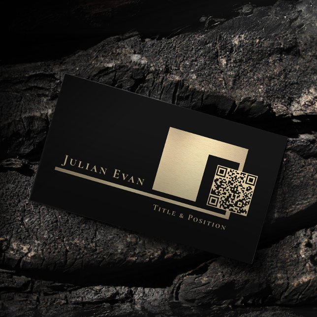 QR-kod för skannerbar professionell, svart och Gul Visitkort (Skapare uppladdad)
