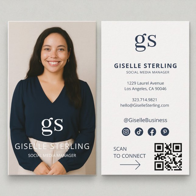QR-kod för Social Media Manager Photo Social Media Visitkort (Skapare uppladdad)