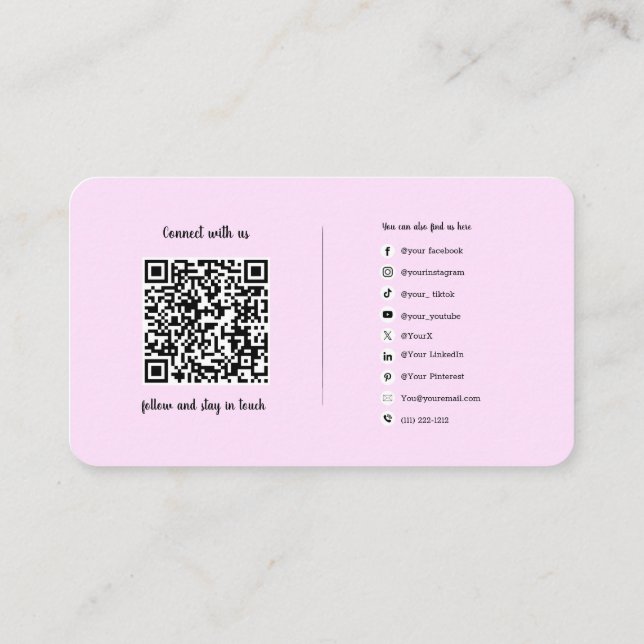 QR-kod för sociala medier Logo Salon Visitkort (Baksida)