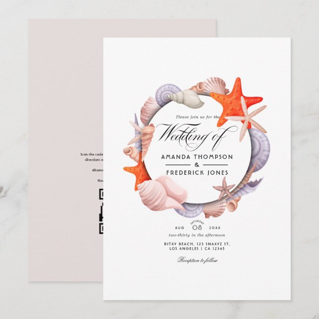 QR-kod för sommarsäck OSA Bröllop Inbjudningar (Fram/baksida)