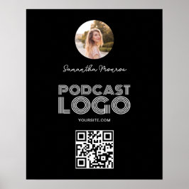 QR-kod för svart och vit modern Podcast-Logotyp Poster
