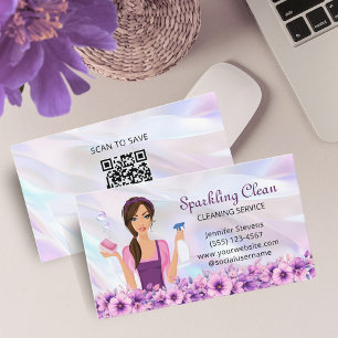 QR-KOD FÖR tjänsten Cute Städning Maid Visitkort