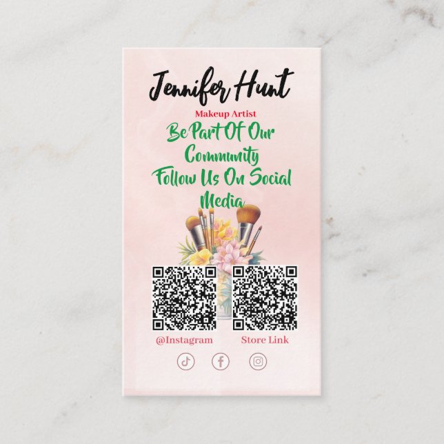 QR-kod för Trendig Social Media Stil QR Visitkort (Framsida)