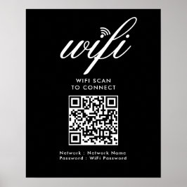 QR-kod för WiFi-sökning för anslutning av svart An Poster