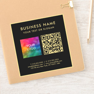 QR-kod Företag Logotyp Text Elegant Svart Och Guld Klistermärken