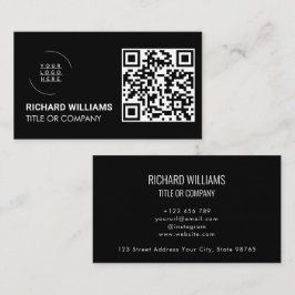 QR-kod Företagets logotyp | Svart Modern Professio Visitkort