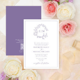 QR-kod Formell Lavender Leafy Vapensköld Monogram Inbjudningar