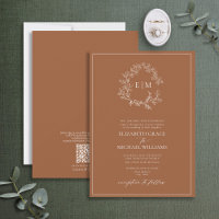 QR-kod Formell Terracotta Leafy Vapensköld Monogra