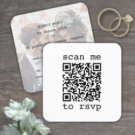 QR-kod & Foto Bröllops-svar Typografisk skrivmaski Tilläggskort