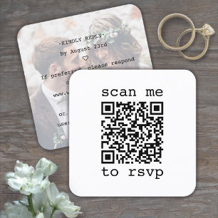 QR-kod & Foto Bröllops-svar Typografisk skrivmaski Tilläggskort