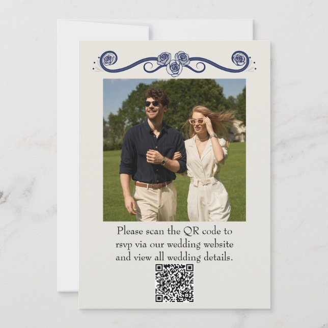 QR-kod Foto Bröllopsinbjudan | Elegant Boho Inbjudningar (Baksida)